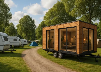 Campingplatz-mit-mobilen-Modulhäusern